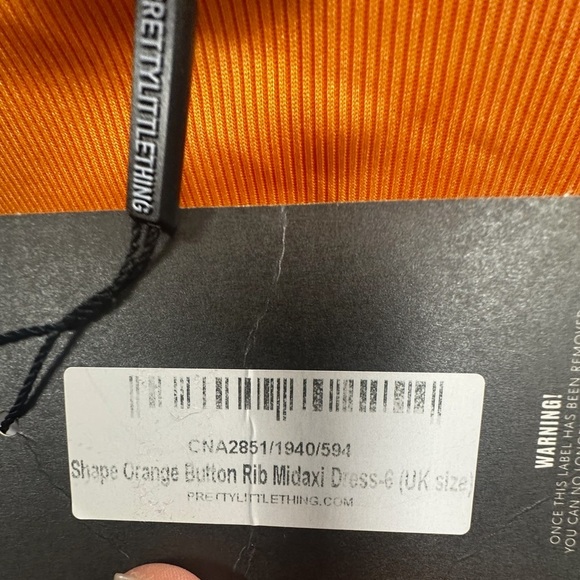 PrettyLittleThing Orange Sleeveless Ribbed Maxi Sundress - Picture 8 of 10